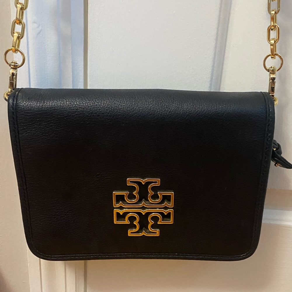 Tory Burch Black Crossbody Bag with Gold Accents